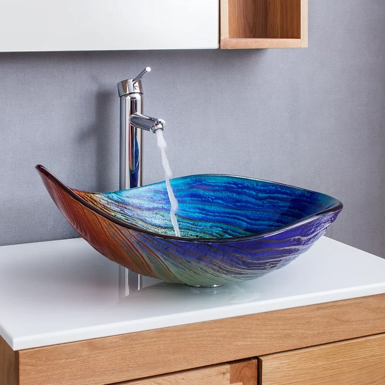 Tempered Glass Multicolor Teardrop-Shaped Bathroom Vessel Sink Wash Sink