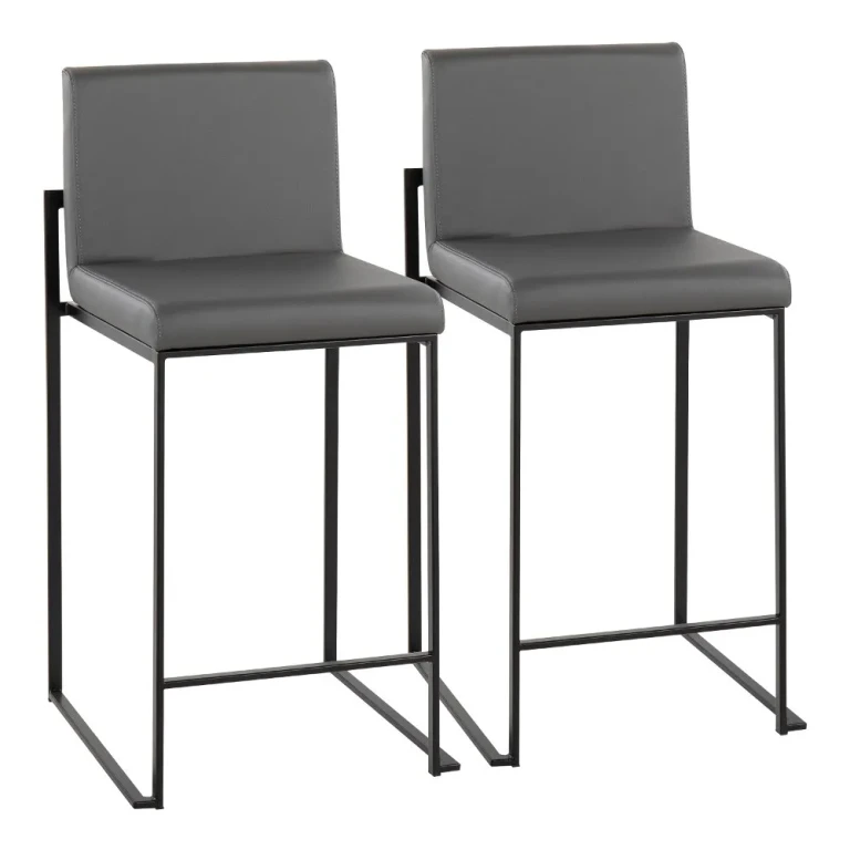 Fuji Black and Gray Counter Height Stool, Set of 2