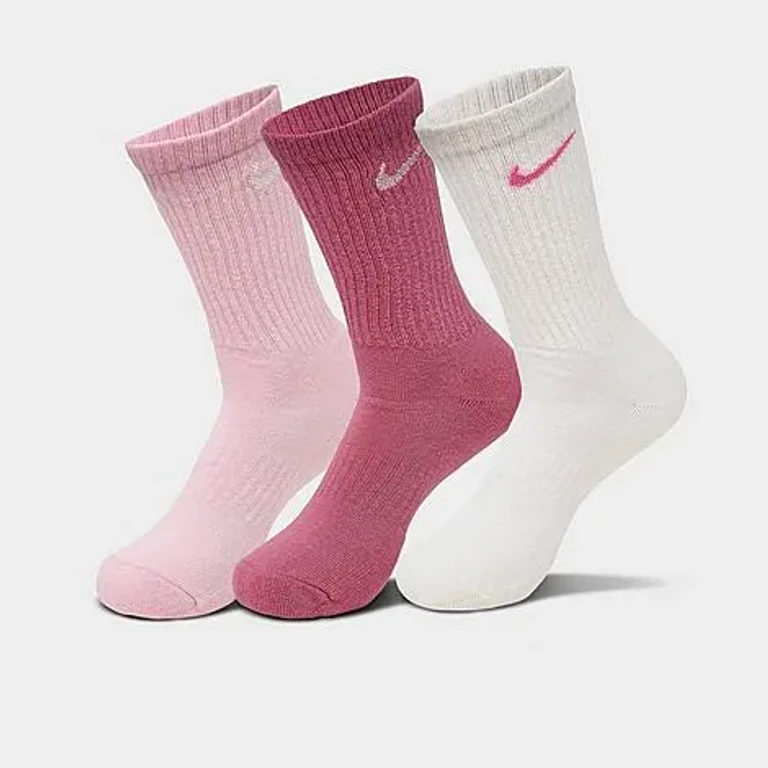 Nike Everyday Cushioned Training Crew Socks (3-Pack) in Playful Pink/Foam Size: Small