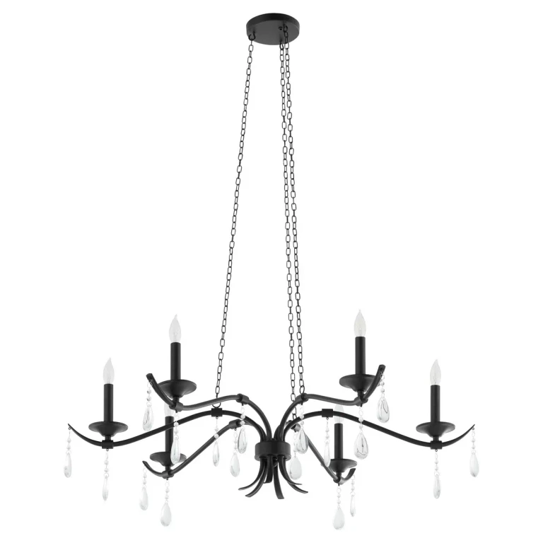 Matte Black Six Light Chandelier from the Lorelei Collection