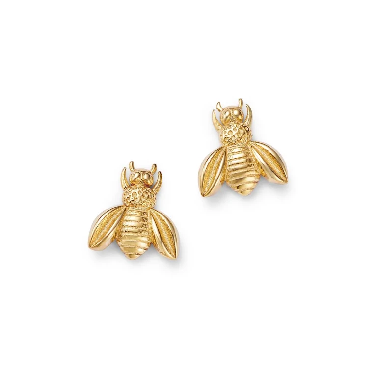 Bumble Bee Stud Earrings in 14K Yellow Gold