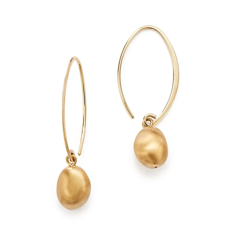 14K Yellow Gold Satin Drop Threader Earrings