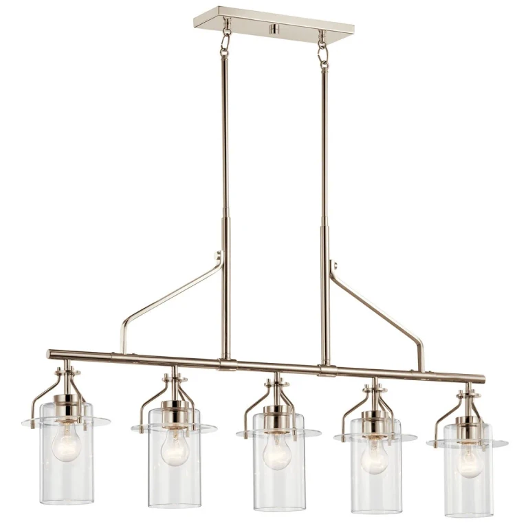 Everett 5-Light Industrial Chandelier in Polished Nickel
