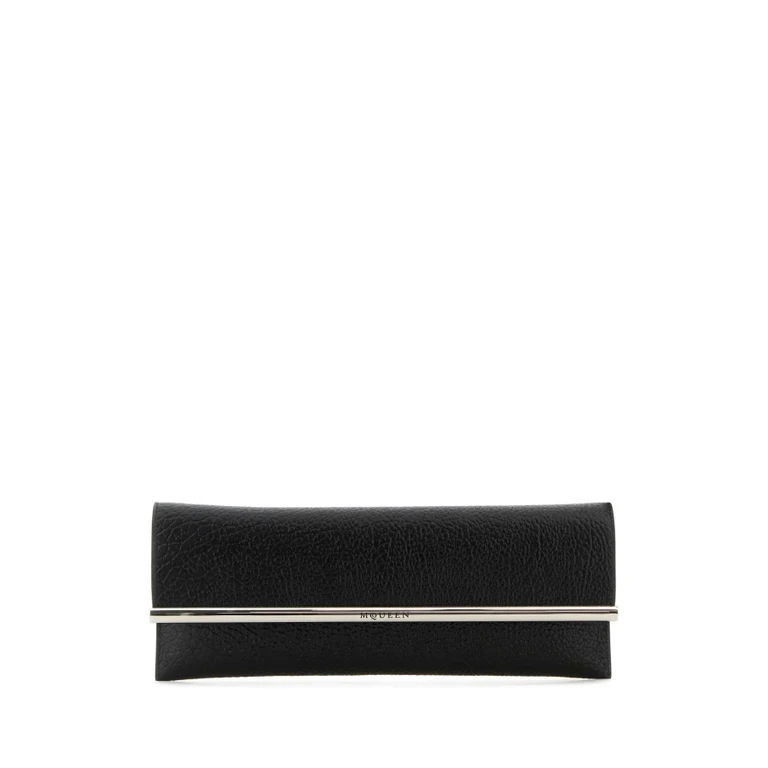 Alexander Mcqueen Black Leather Cross B-Long Clutch