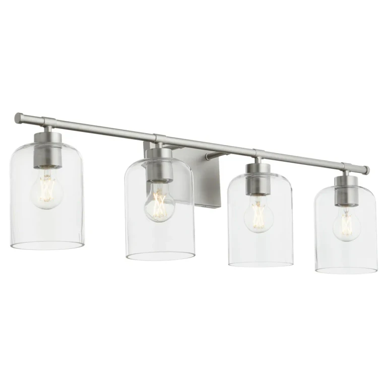 Satin Nickel Four Light Vanity from the Tribute Collection