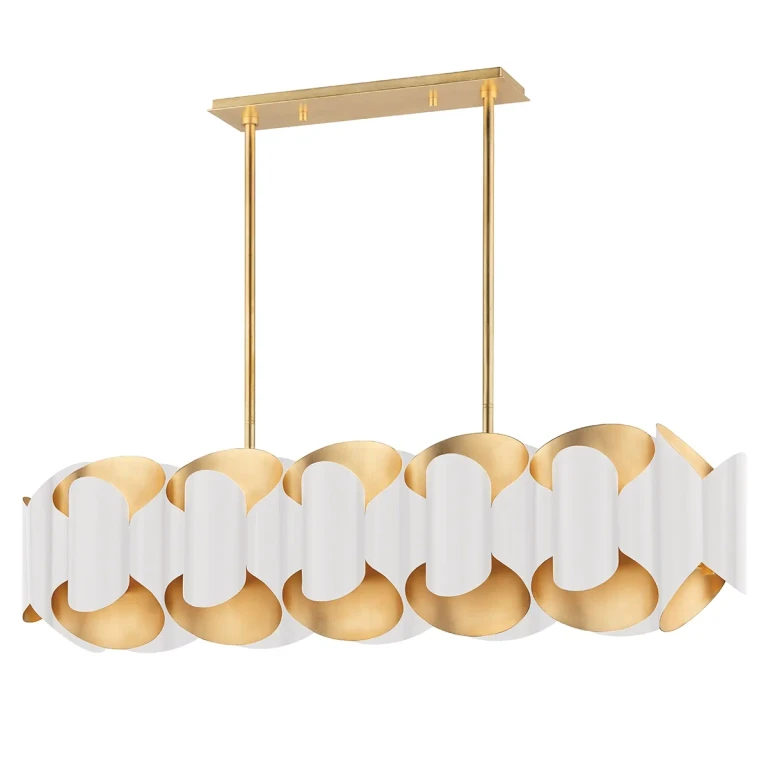Banks 12-Light Island Pendant in Gold Leaf with White