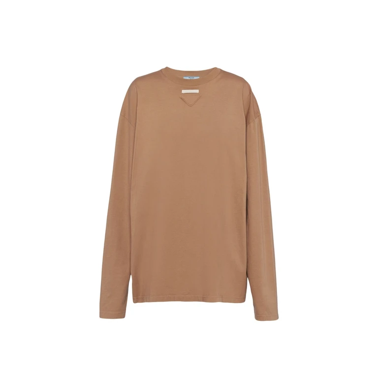 Prada Cotton Patch T-Shirt Brown - Women