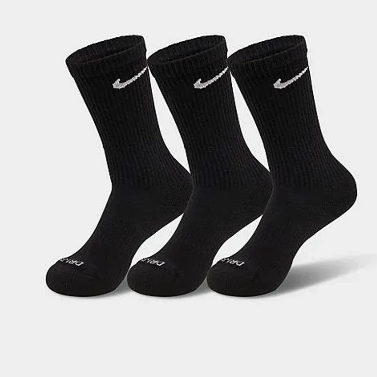 Nike Everyday Plus Cushioned Training Crew Socks (3-Pack) in Black/White Size: Small