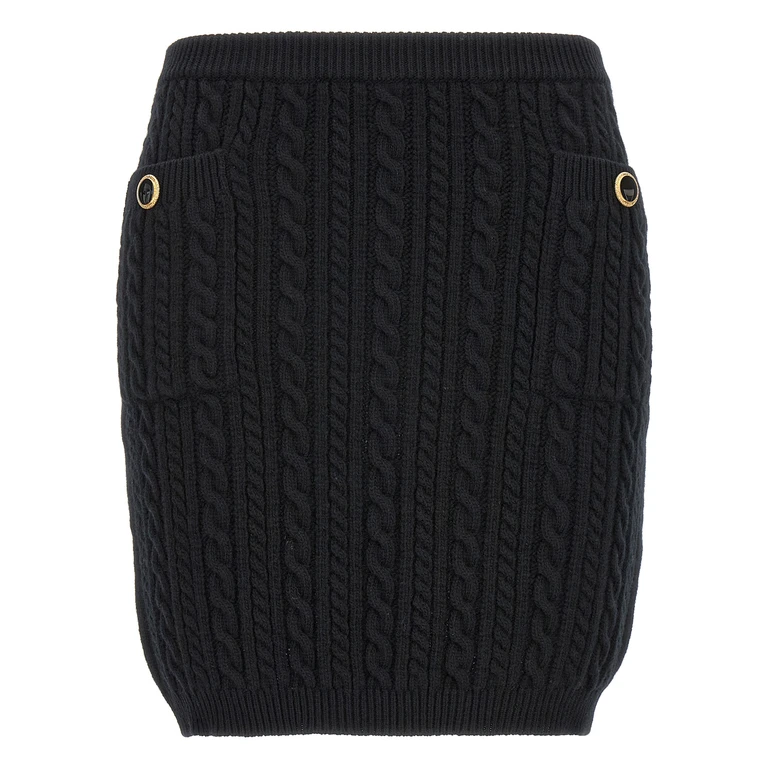 Black Wool Long Skirt - Women