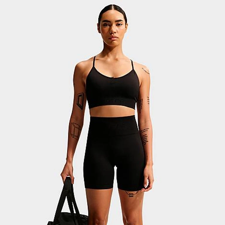 Nike Women's Pro Seamless Light-Support Padded Sports Bra in Black Size: XXS