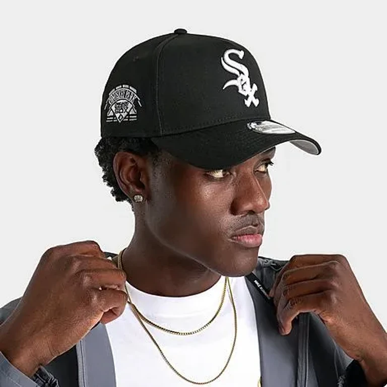 New Era Chicago White Sox MLB 9FORTY A-Frame Two Tone Logo Snapback Hat in Black/White/Grey