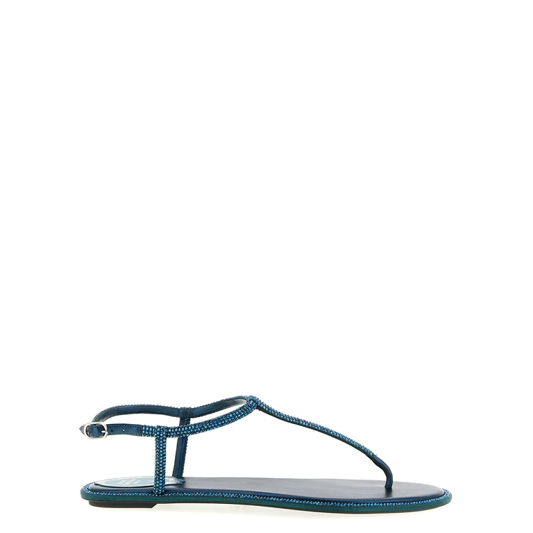 Rene Caovilla Bicolor Viscose Flat Sandals - Women