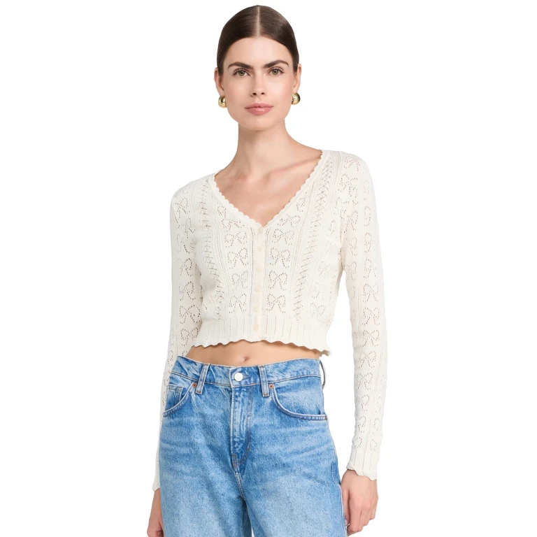 LoveShackFancy Petra Cardigan Ivory XXL