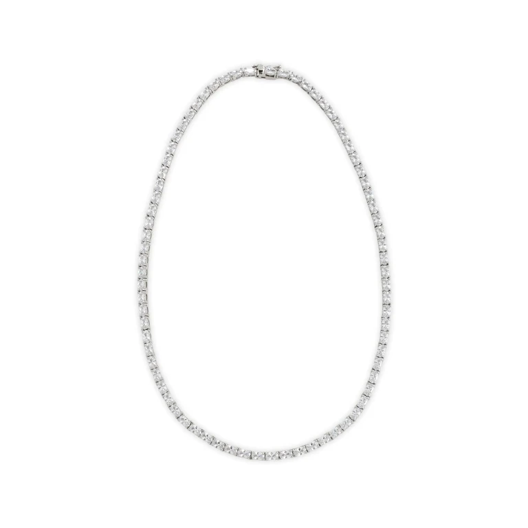 SHASHI Oval Tennis Necklace Silver One Size