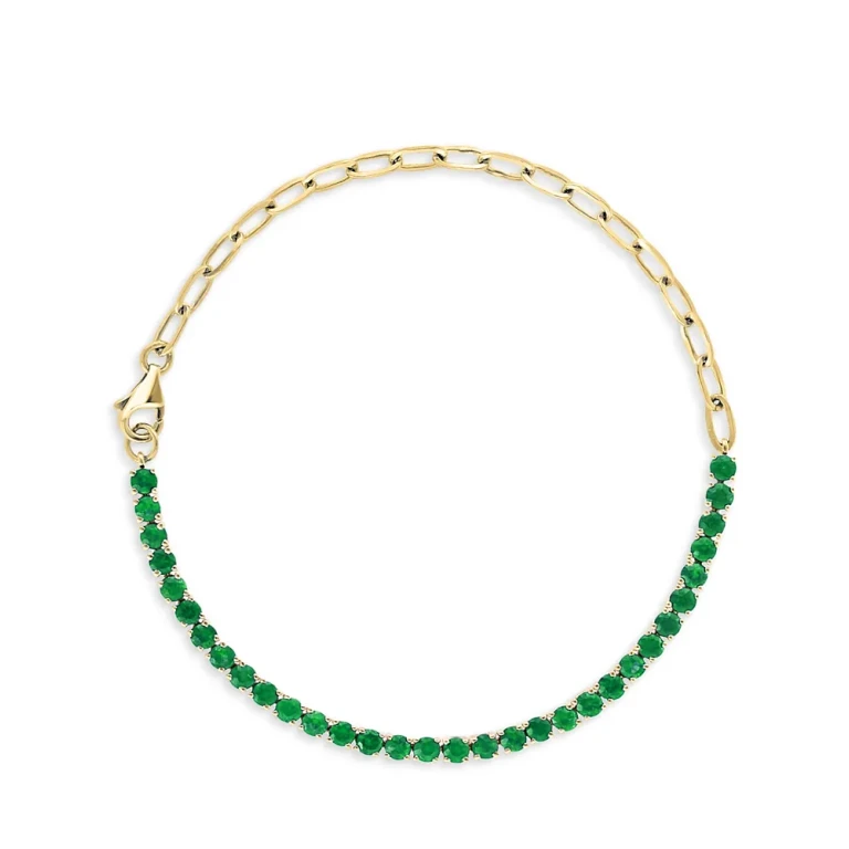 Emerald Chain Link Bracelet in 14K Yellow Gold