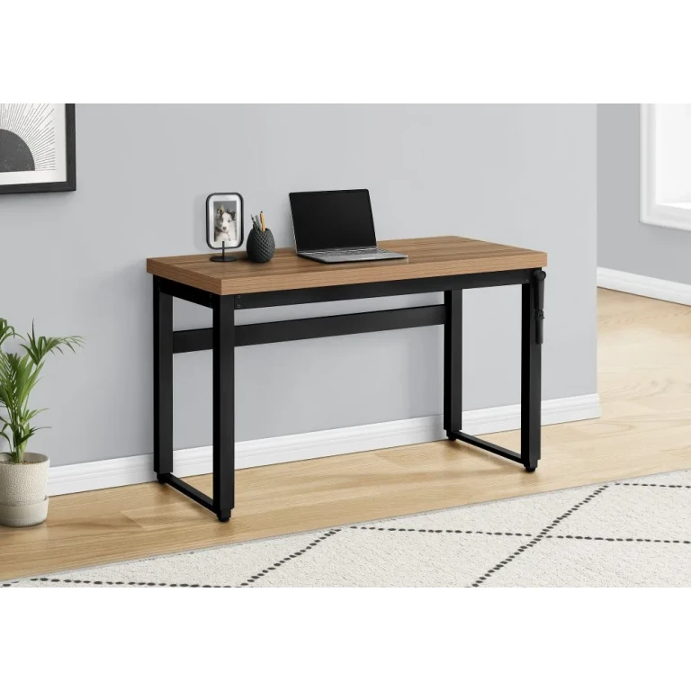 Contemporary 48 Inch Reclaimed Wood Adjustable Height Computer Desk