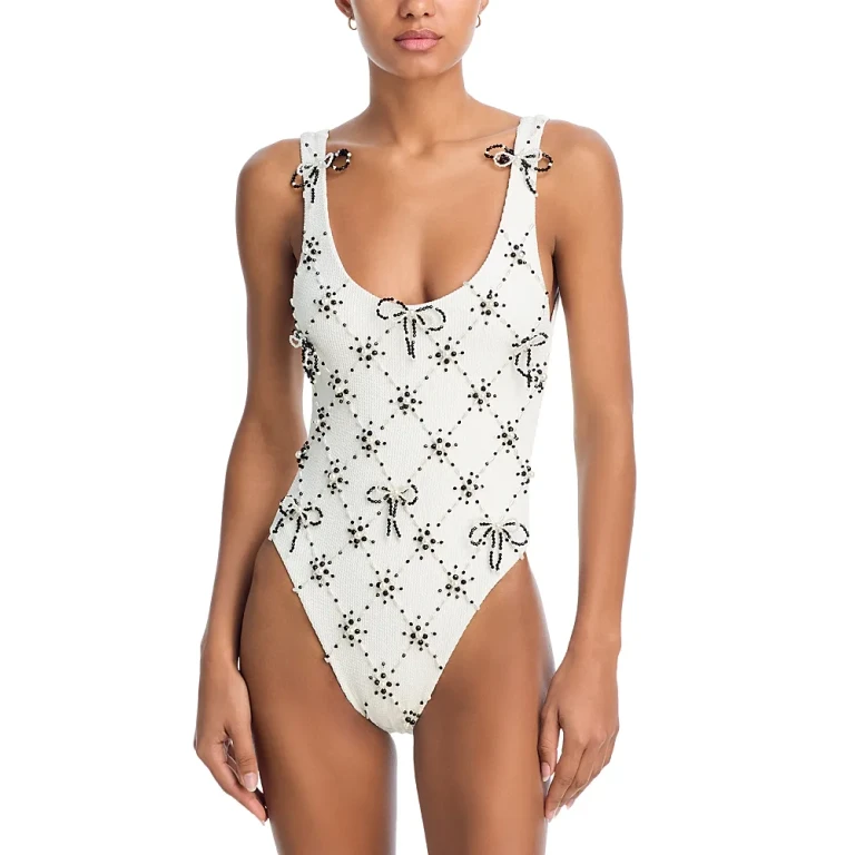 PatBO Grace Beaded One Piece Swimsuit