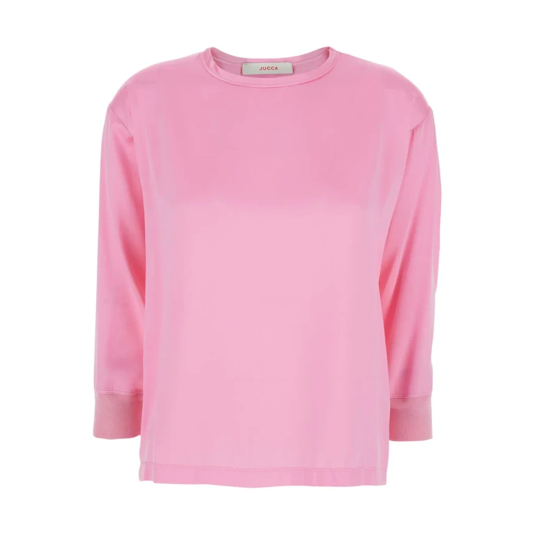 Jucca Long Sleeve Top With Round Neck Pink