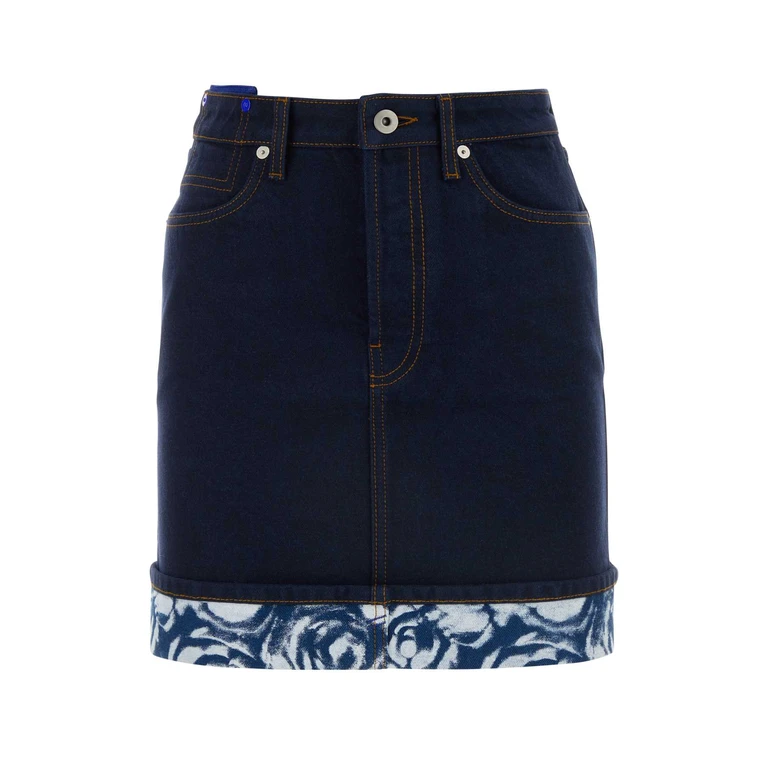 Burberry Dark Blue Denim Mini Skirt Indigoblue Exterior: Cotton Gonne - Women
