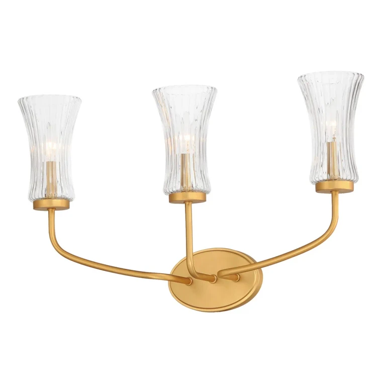 Natural Aged Brass Three Light Wall Sconce from the Camelot Collection