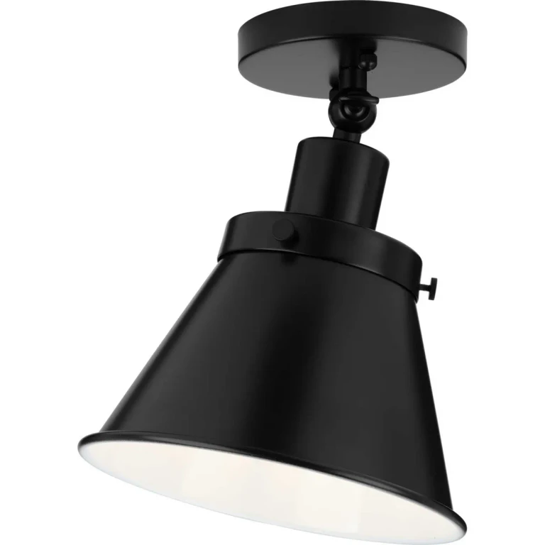 Matte Black One Light Flush Mount from the Hinton Collection