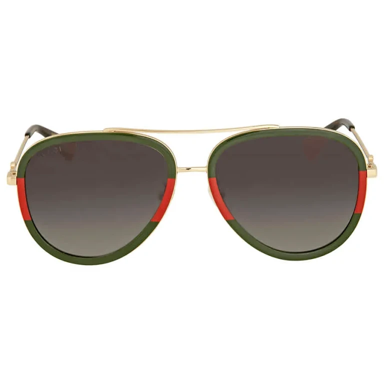 Gucci Grey Gradient Pilot Unisex Sunglasses GG0062S 003 57