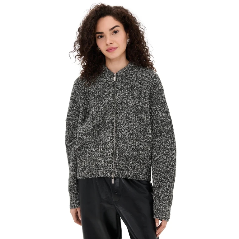 Helmut Lang Marled Zip Up Black/White Marl S