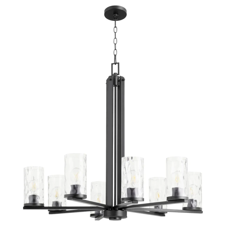 Matte Black Eight Light Chandelier from the Steinway Collection
