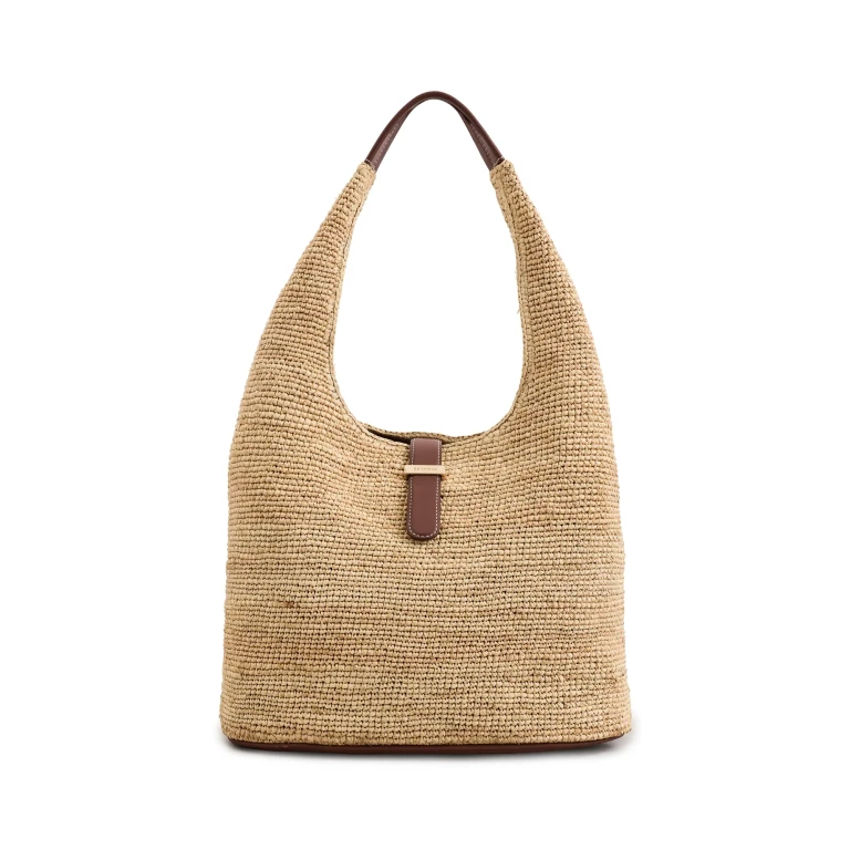SIMKHAI Khai Large Raffia Hobo Bag Natural Sequoia One Size