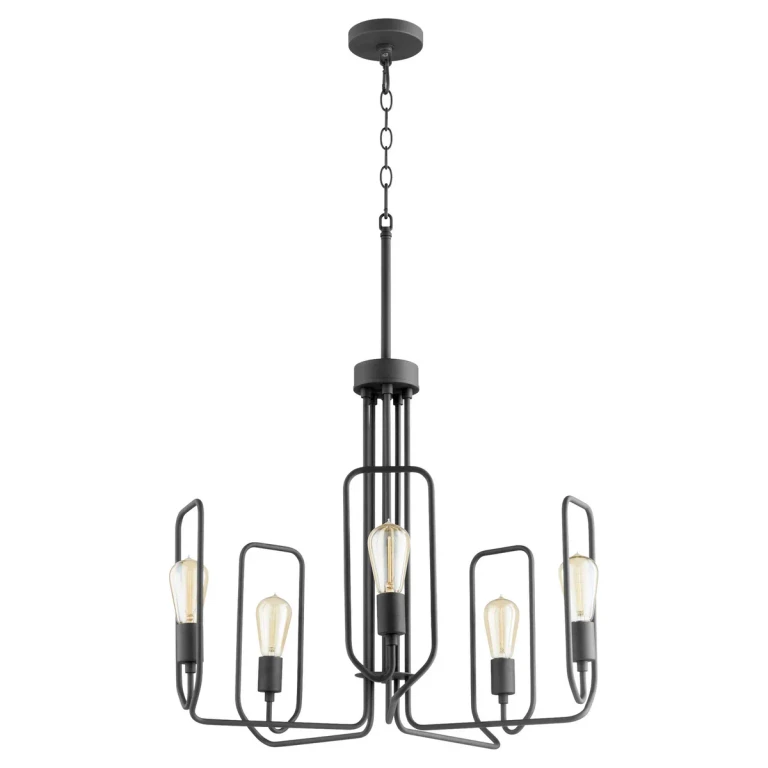 Textured Black Five Light Chandelier from the Howe Collection