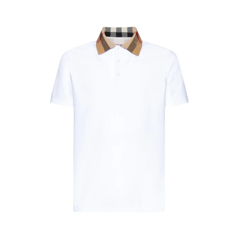 Cotton Polo Shirt With Check Collar Detail