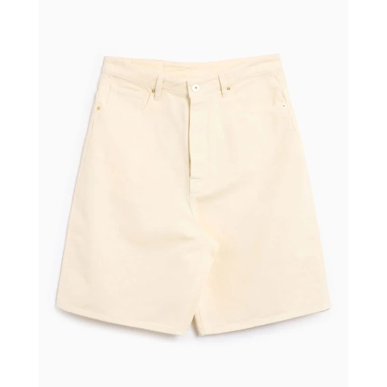 Drôle de Monsieur le Short Baggy écru White Shorts With Wide Leg And Logo Patch On The Rear In Cotton Man