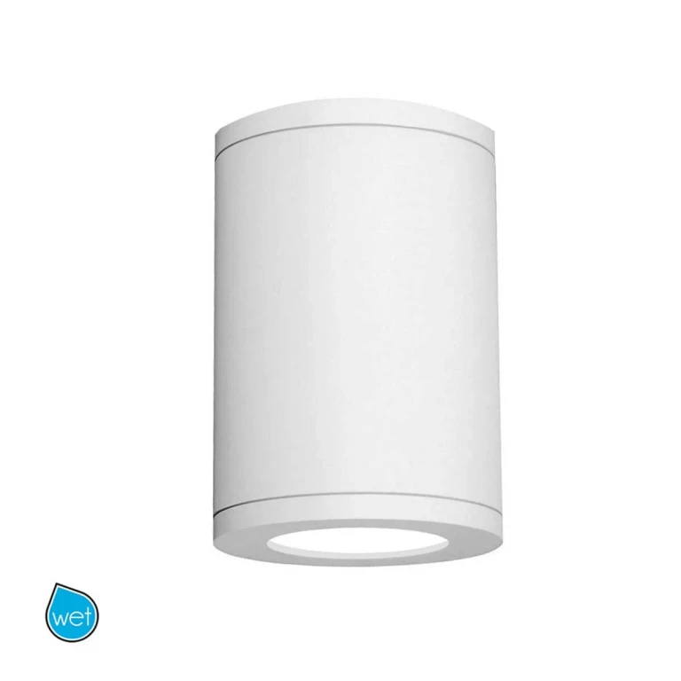 WAC Lighting Tube 7" Wet Rated LED Flush Mount 2700K Flood Beam 90CRI in White - DS-CD05-F927-WT