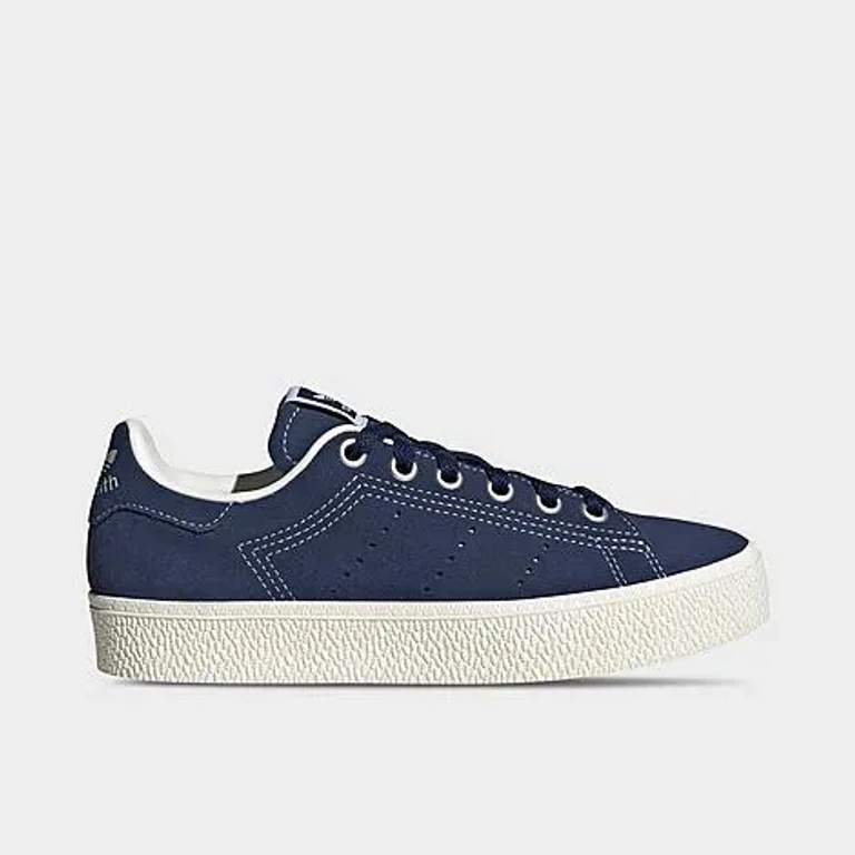 adidas Big Kids Originals Stan Smith CS Casual Shoes in Dark Blue/Core White/Gum Size: 3.5
