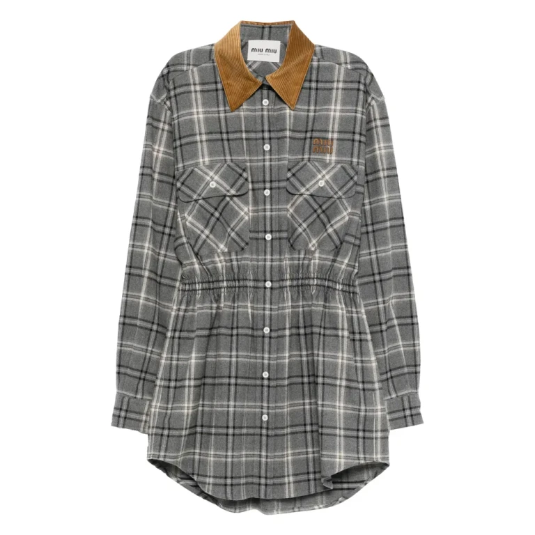 Miu Miu Buttoned Check-pattern Mini Dress