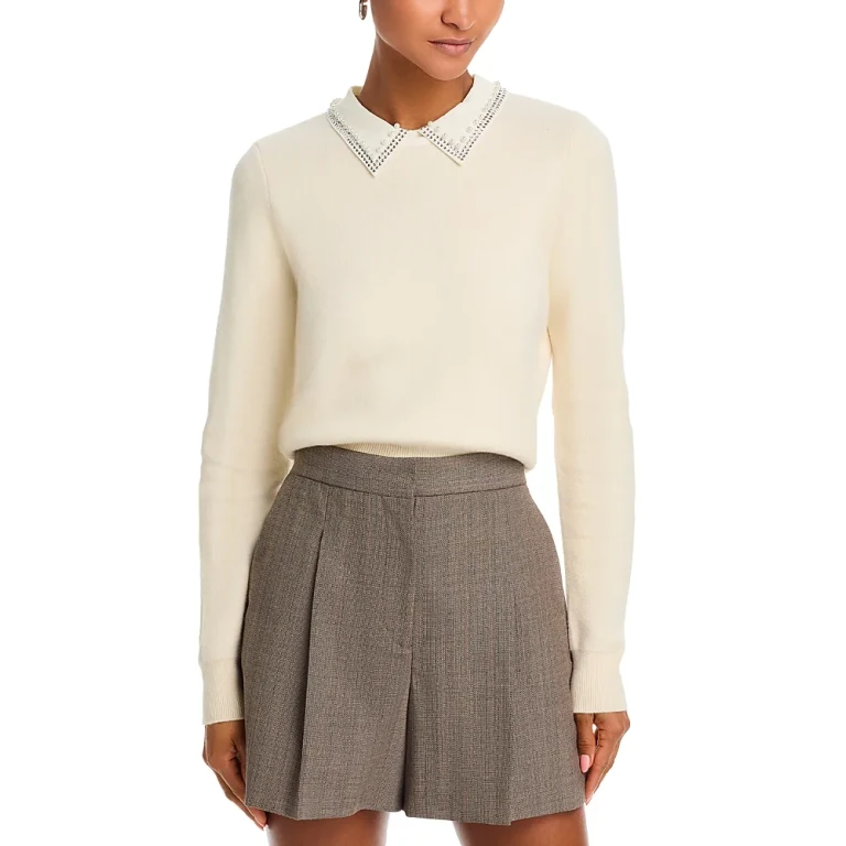 French Connection Avea Knit Embellished Collar Sweater