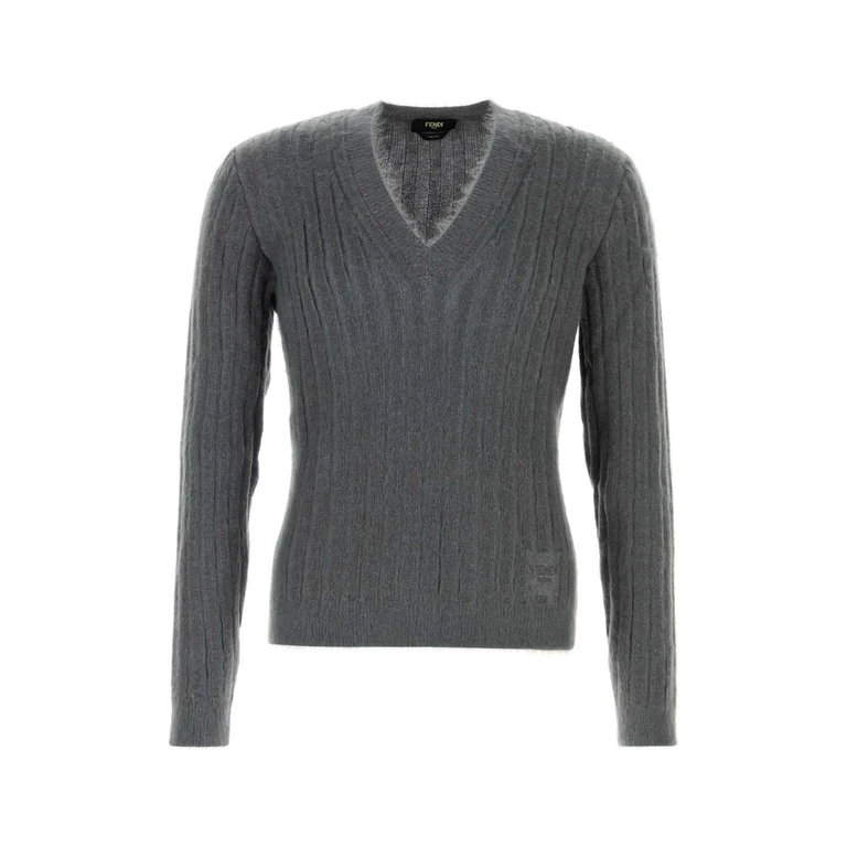 Fendi Dark Grey Stretch Mohair Blend Sweater Smoke Maglieria - Men