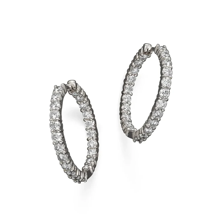 Roberto Coin 18K White Gold Diamond Inside-Out Hoop Earrings