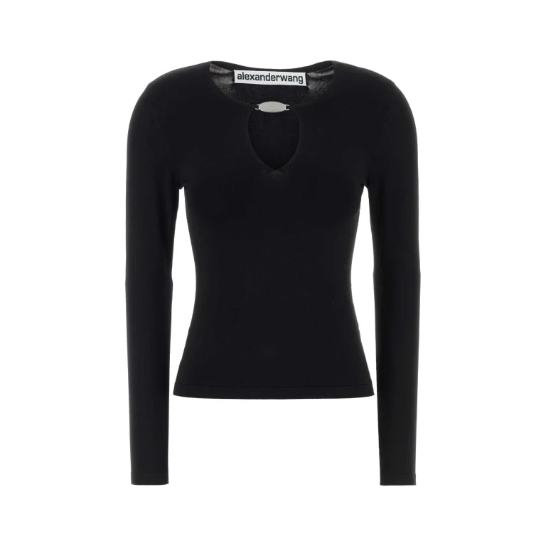 Alexander Wang Black Stretch Viscose Blend T-Shirt - Women