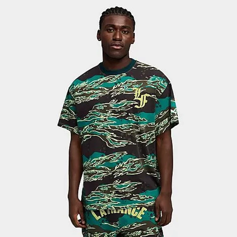 Men's Puma x LaMelo Ball LaFrancé Supply Allover Print T-Shirt in Green Terrain/Allover Print Size: Small