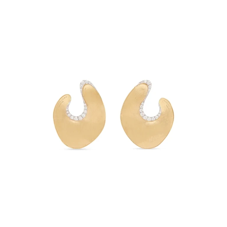 Marco Bicego 18K Yellow Gold Lunaria Diamond Sculptural Stud Earrings