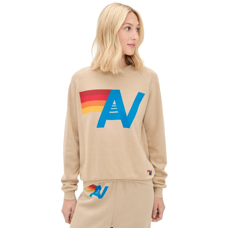 Aviator Nation Logo Crew Sweatshirt Heather Grey XL