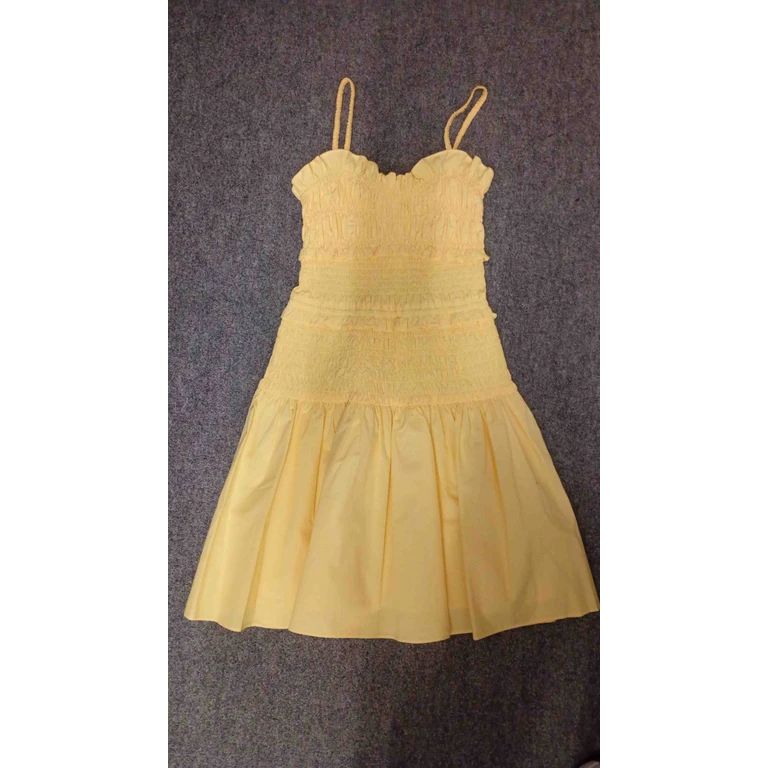 Michael Kors Poplin Smocked Mini Dress Yellow & Orange Organic Cotton - Women