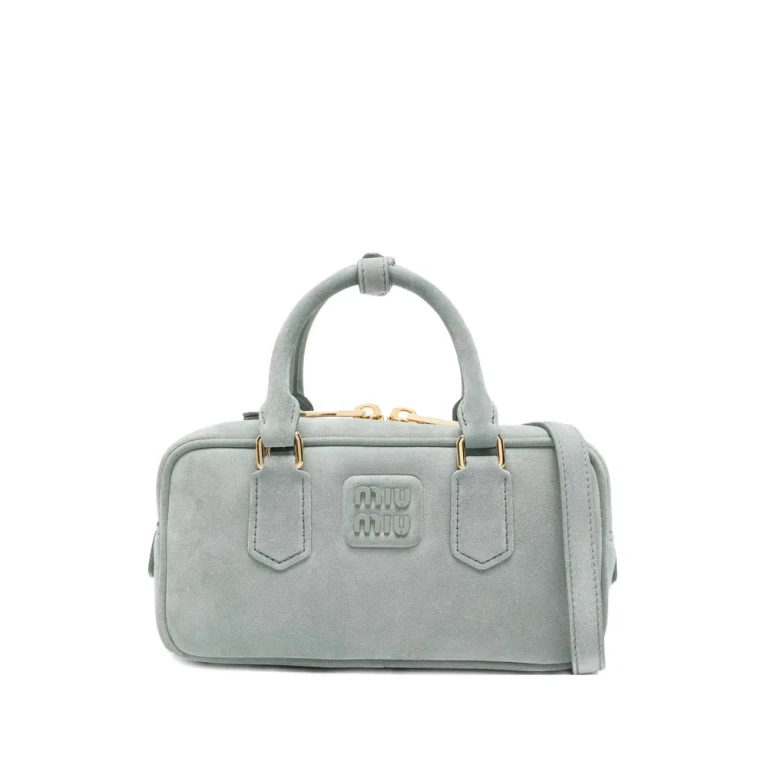 Bolsa satchel Miu Miu em camurça com alça superior
