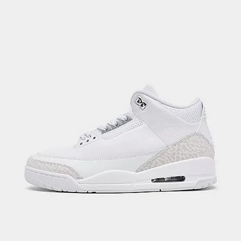 Jordan Men's Air Retro 3 Basketball Shoes in White/Metallic Silver/White Size: 7.0