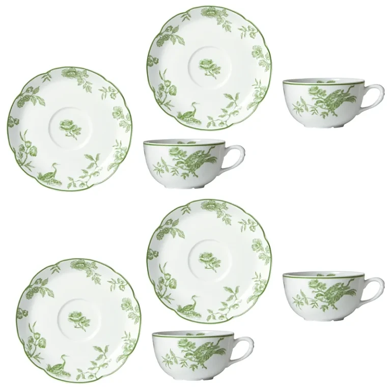 Bernardaud Albertine Tea Cup & Saucer, Set of 4