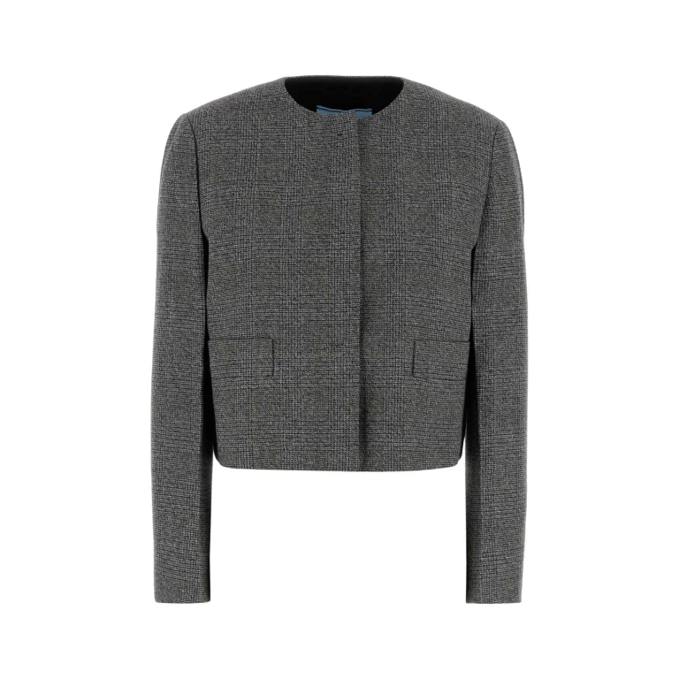 Prada Glencheck Blazer Ardesia Cowv Giacche E Gilet - Women