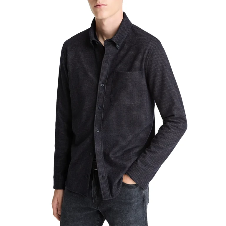 Vince Wool Plaid Classic Fit Button Down Shirt