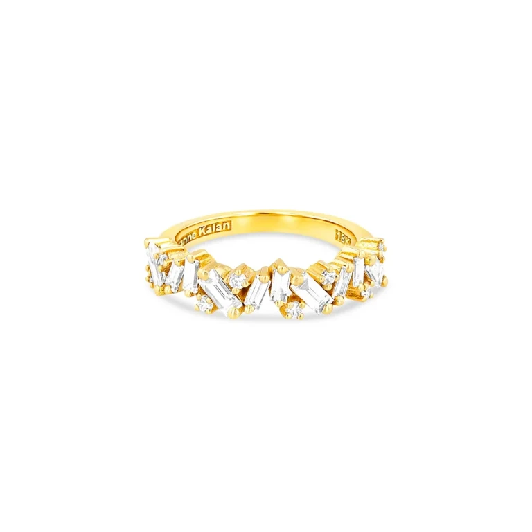 Suzanne Kalan 18K Yellow Gold Fireworks Baguette & Round-Cut Diamond Half Eternity Band
