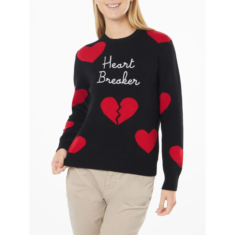 MC2 Saint Barth Woman Crewneck Sweater With Heart Breaker Embroidery